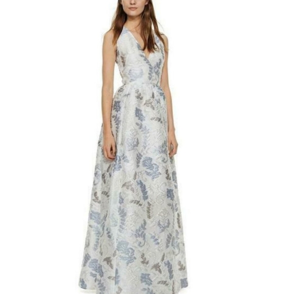 Tory Burch Jacquard Cloque Dahlia Ivory Gown Dress Formal - Picture 9 of 11